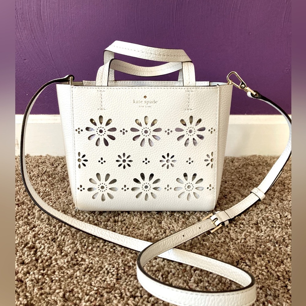 White Kate Spade Floral Satchel
